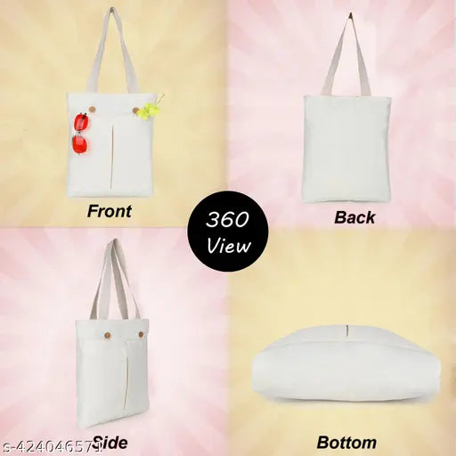 Versatile Canvas Tote Bag for Women & Men - Eco-Friendly Printed Shoulder Handbag with Zipper for College, Travel, Shopping