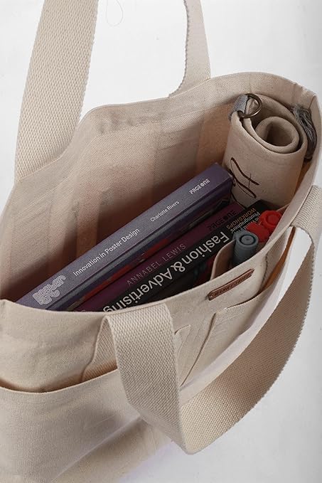 Versatile Canvas Tote Bag for Women & Men - Eco-Friendly Printed Shoulder Handbag with Zipper for College, Travel, Shopping