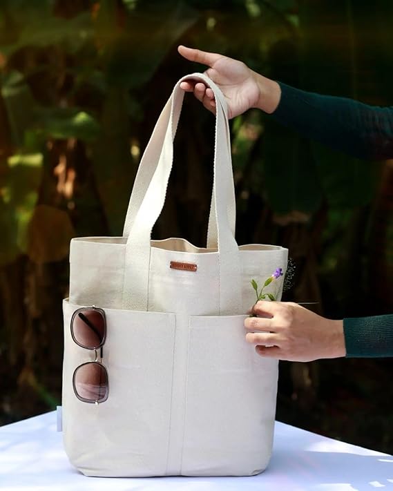 Versatile Canvas Tote Bag for Women & Men - Eco-Friendly Printed Shoulder Handbag with Zipper for College, Travel, Shopping