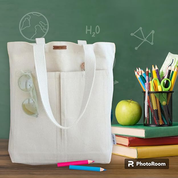 Versatile Canvas Tote Bag for Women & Men - Eco-Friendly Printed Shoulder Handbag with Zipper for College, Travel, Shopping