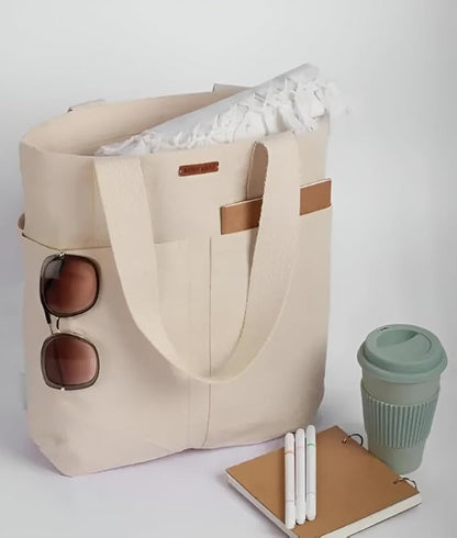 Versatile Canvas Tote Bag for Women & Men - Eco-Friendly Printed Shoulder Handbag with Zipper for College, Travel, Shopping