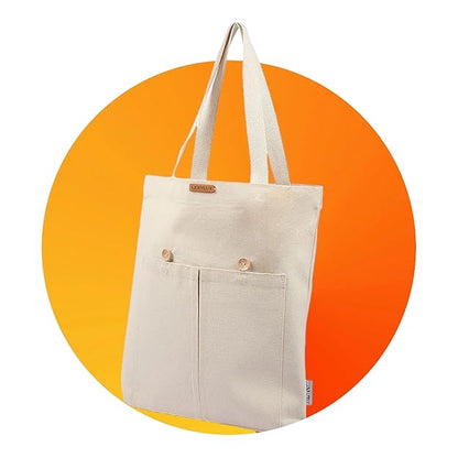 Versatile Canvas Tote Bag for Women & Men - Eco-Friendly Printed Shoulder Handbag with Zipper for College, Travel, Shopping
